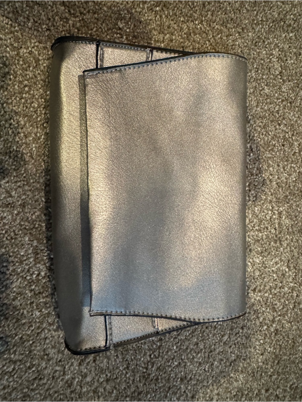 Metallic Silver Fold-Over Clutch